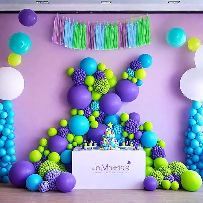 Blue Green and Purple Tassel Garland Banner Paper Tassels - Image 3