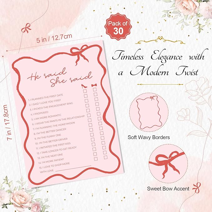 DEEKA 30 PCS Bridal Shower Games Card - Image 2