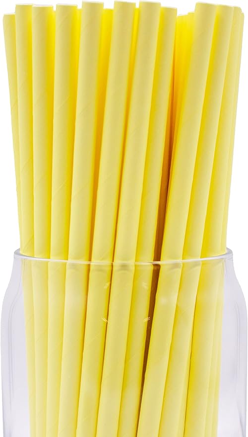 Pack of 300 Pastel Yellow Biodegradable 4-Ply Paper Drinking Straws by Stephanie+Imports