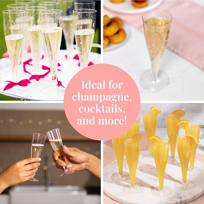 Prestee 24 Piece Plastic Champagne Flutes - Image 6
