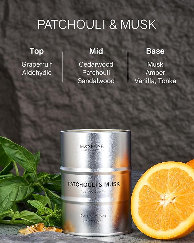 M&SENSE Scented Candle, Patchouli Musk Candle Gifts - Image 2