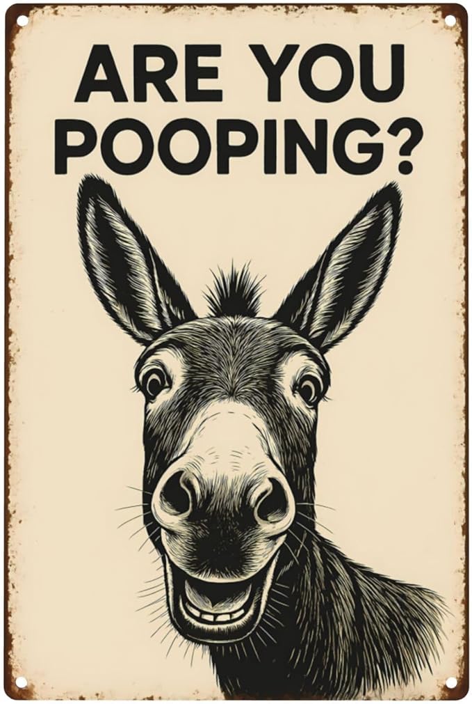 Funny Donkey Bathroom Sign by Unknown