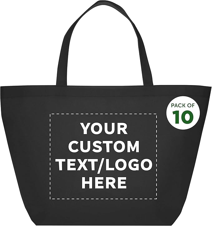 DISCOUNT PROMOS Custom Southern Style Grocery Tote Bags Set of 10 by DISCOUNTPROMOS