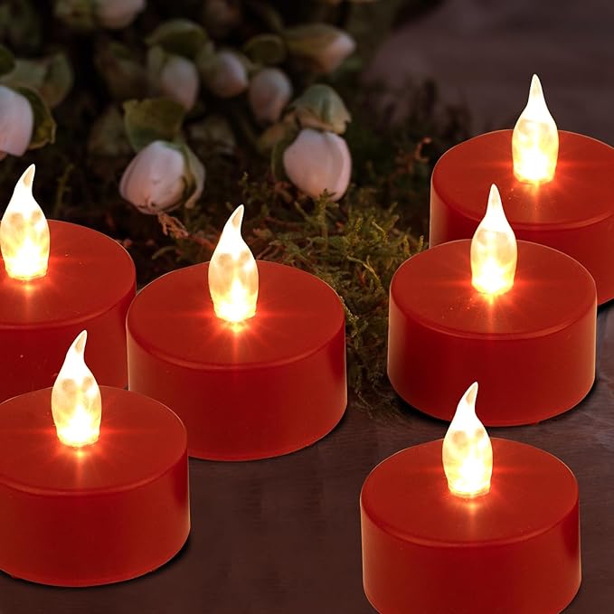 LED Tea Lights Candles- 50PACK Red Flameless Candles Realistic and Bright - Image 5