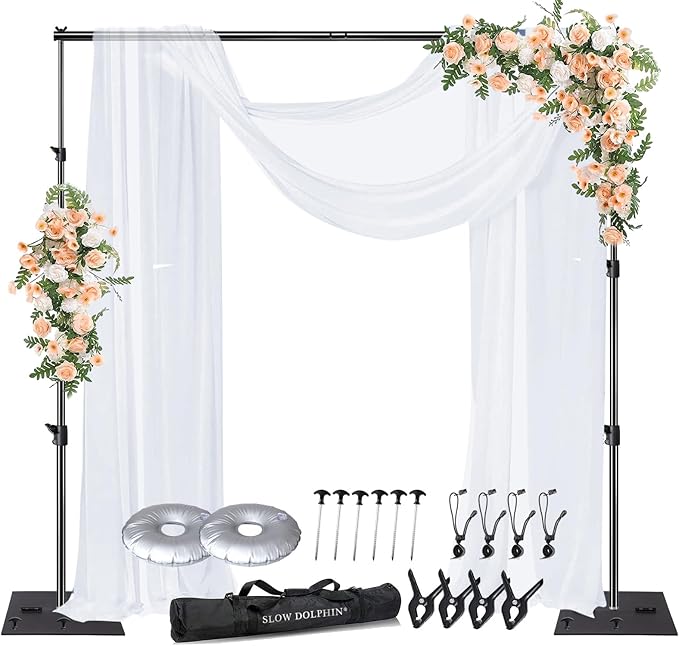 SLOW DOLPHIN Pipe and Drape Photography Backdrop Stand Kit Adjustable Photo by SLOWDOLPHIN