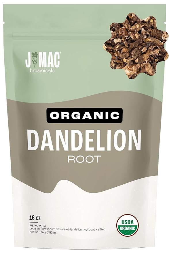 J Mac Botanicals Organic Dandelion Root unroasted, herb by JMACBOTANICALS