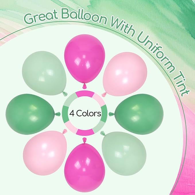 60pcs Pink and Green Balloons 12inch - Image 4