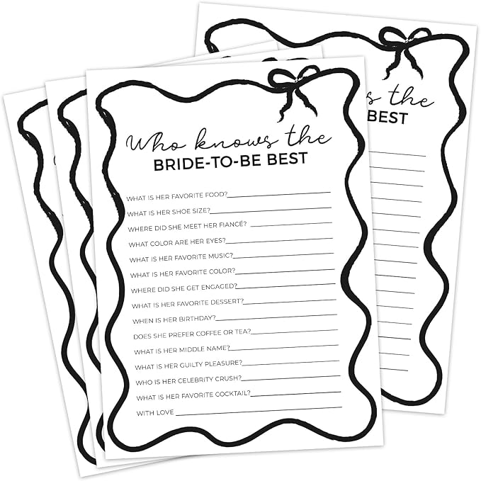 DEEKA 30 PCS Bridal Shower Games Card by DEEKA