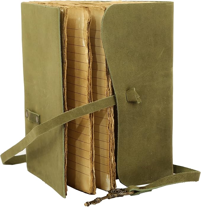 Leather Journal with Lined and Unlined Deckle Edge Paper 8x6 inch and Vintage - Image 3