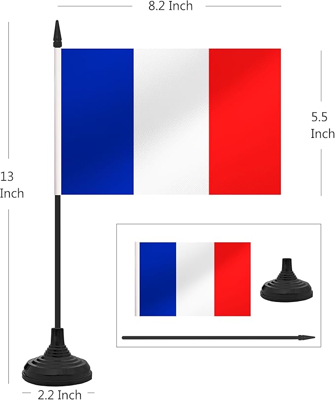 12 Pack France Desk Flag Set, French Table Office Flag, Small Miniature Desktop - Image 2
