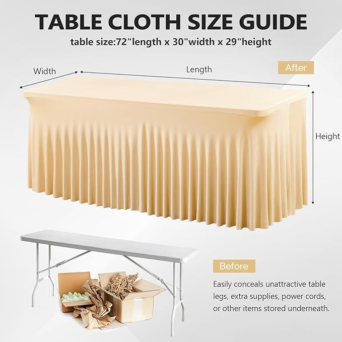 Wish Care 2 Pack Champagne Spandex Table Clothes - Image 3