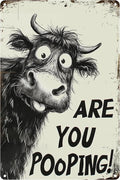Funny Highland Cow "Are You Pooping!" Tin Sign by Unknown