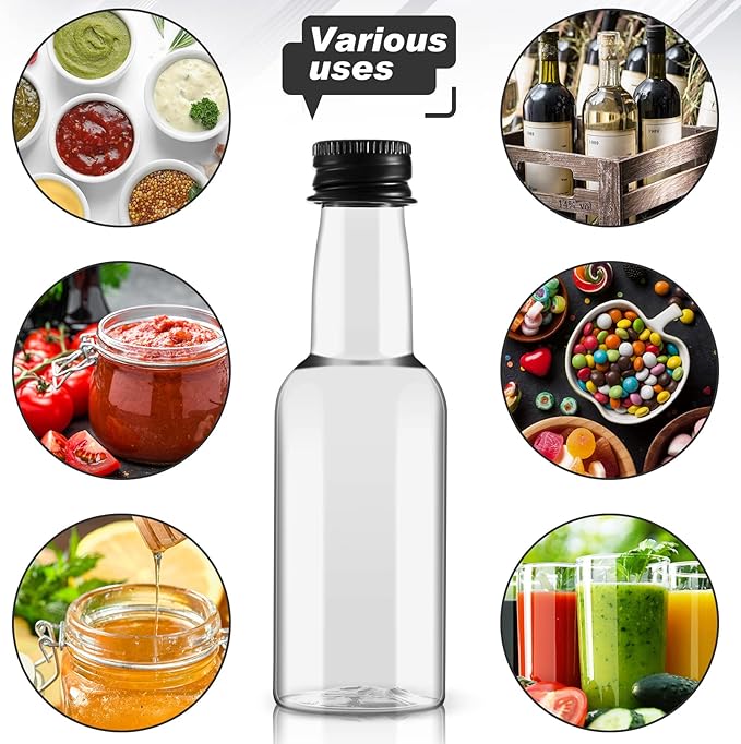 Tessco 100 Pcs Mini Liquor Bottles Plastic Mini Salad Dressing Bottle Christmas - Image 7