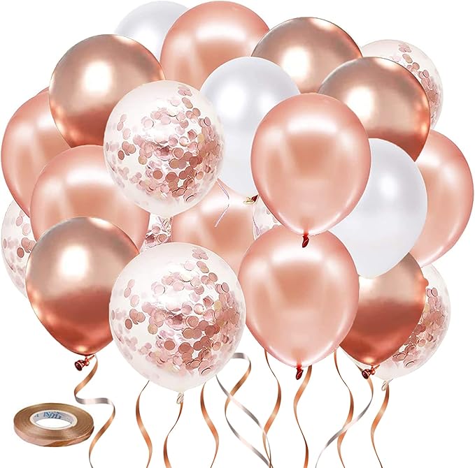 Rose Gold Confetti Balloons by Vanjehou
