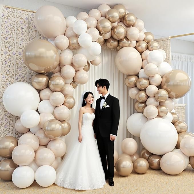 412Pcs White Sand Champagne Gold Balloon Arch Kit, Metallic Champagne Gold - Image 6