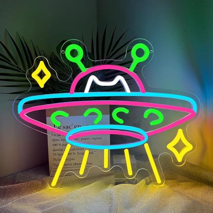 UFO Neon Sign, Cat Dimmable LED Light Signs - Image 6