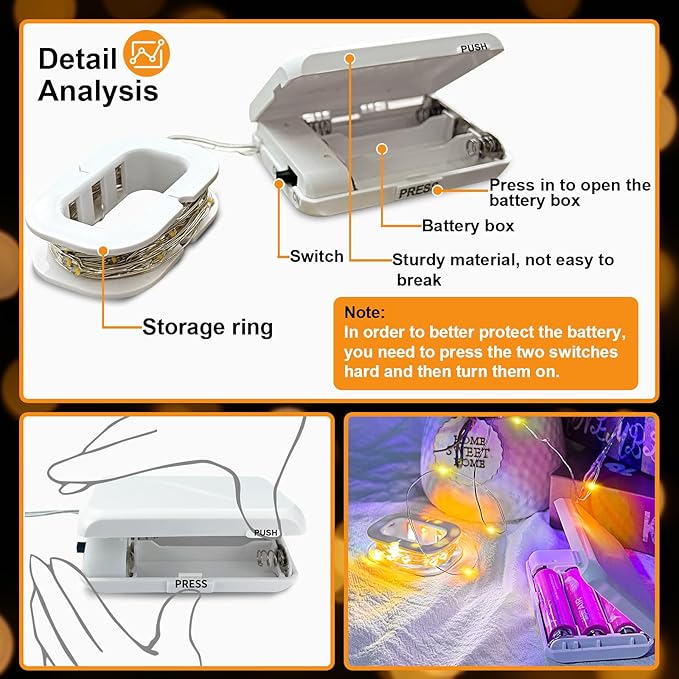 2 Pack 16Ft 50 LED Fairy Lights Mini String Lights Waterproof - Image 2