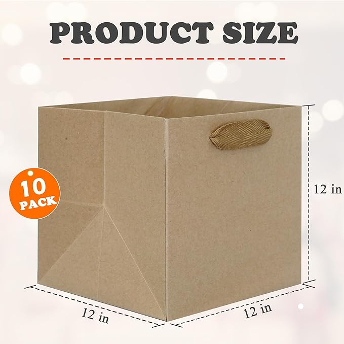 ADIDO EVA Kraft Brown Square Gift Bags Large Size Square Bottom Paper Bags - Image 2