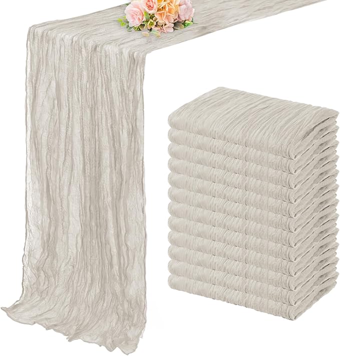 12 Pack Rose Brown Cheesecloth Table Runner 10FT Rustic Gauze Fabric Cheese by FoliafeelHome