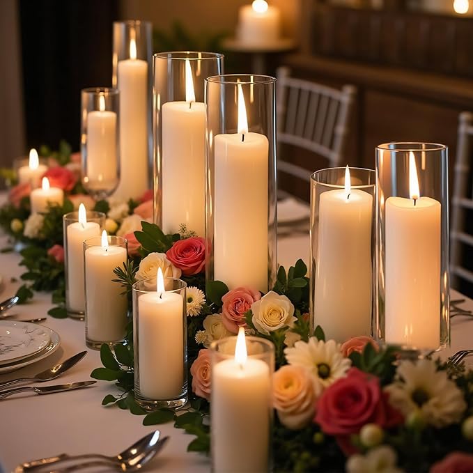 24 PCS Ivory White Pillar Candles - Image 6