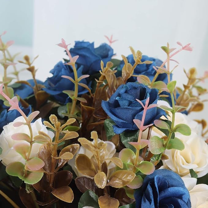 Lifelike Artificial Rose Bouquets and Ceramic vases, Fake Silk Roses, Suitable - Image 3