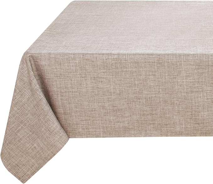Fitable Linen Textured Tablecloth Washable Fabric Rectangle Table Cloth by Fitable