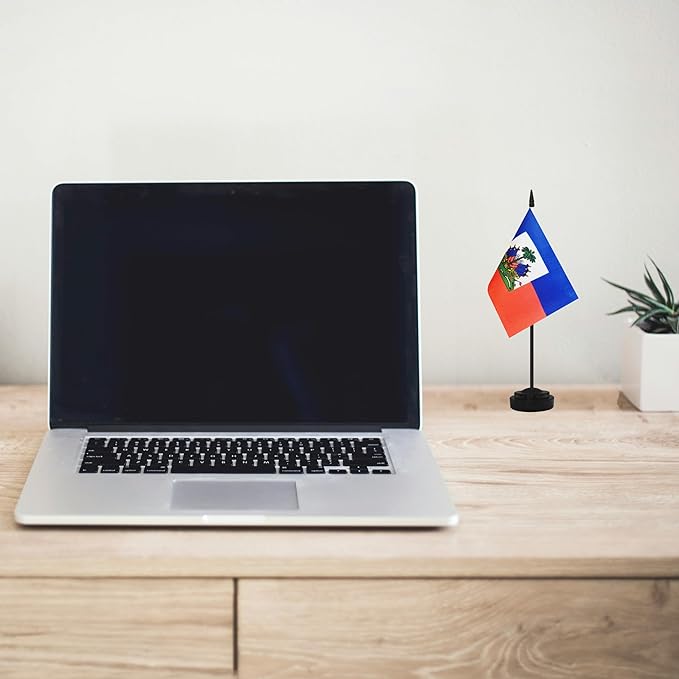 2 Pack Haiti Desk Flag Set, Haitian Desktop Small Miniature Table Office Flag - Image 5