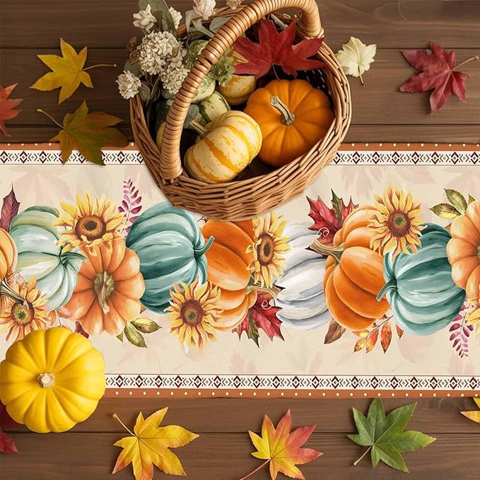 Fall Thanksgiving Southwest Cotton Linen Table Runner - Image 9