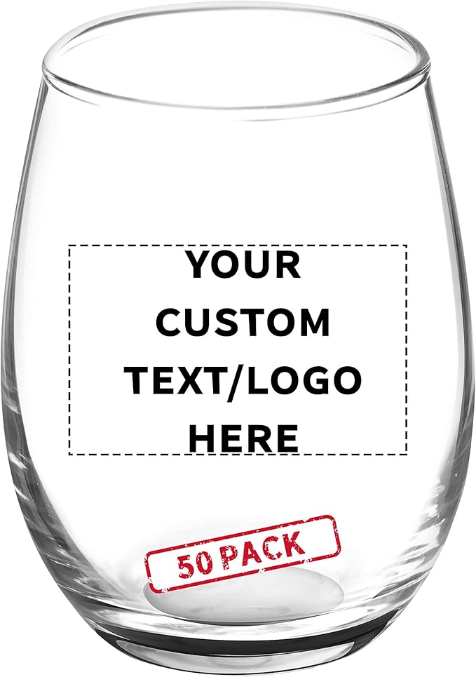 Custom Stemless Wine Glasses by ARC 5.5 oz. Set of 50, Personalized Bulk Pack by DISCOUNTPROMOS