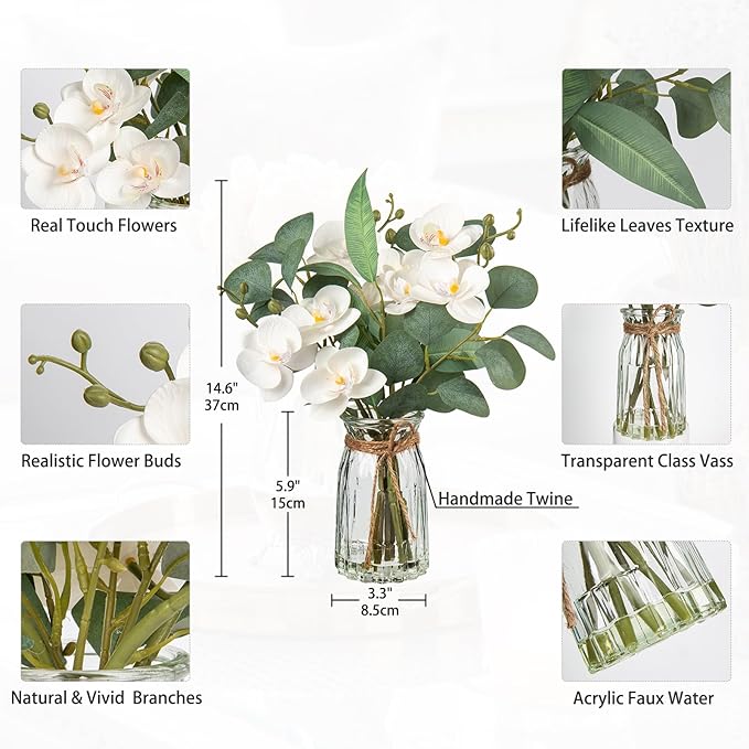 White Orchids Artificial Flowers - Image 2