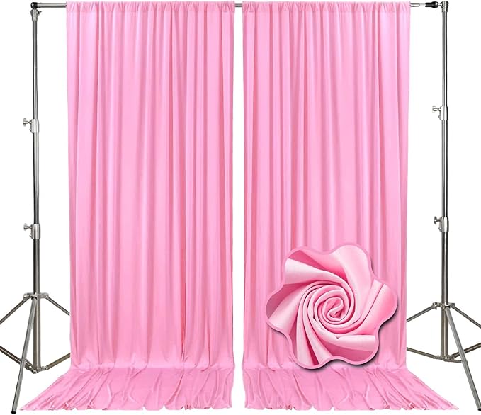 10ft x 10ft Pink Backdrop Curtains by Tisspoms