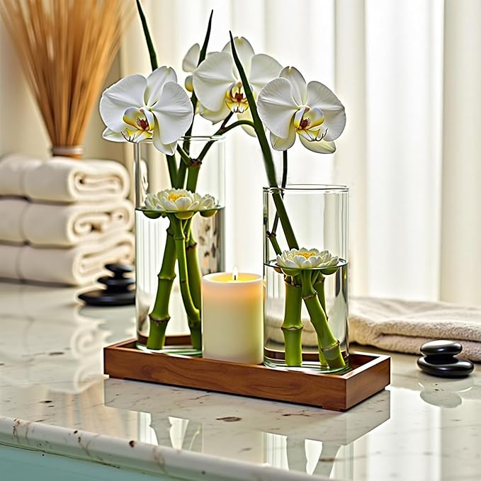 8 Clear Glass Cylinder Vases for Centerpieces - Image 6