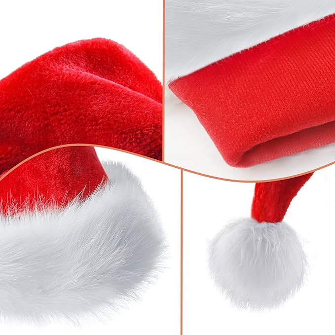 Santa Hat for Adults Christmas Hat Red Velvet Double-Layer Thickening Unisex - Image 2
