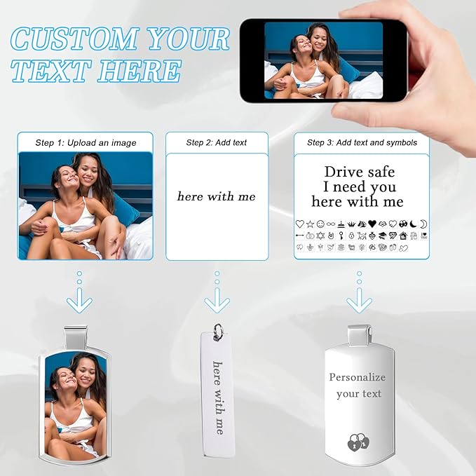 Custom Keychain with Picture Double-sided Personalized Photo Text Keychain - Image 2