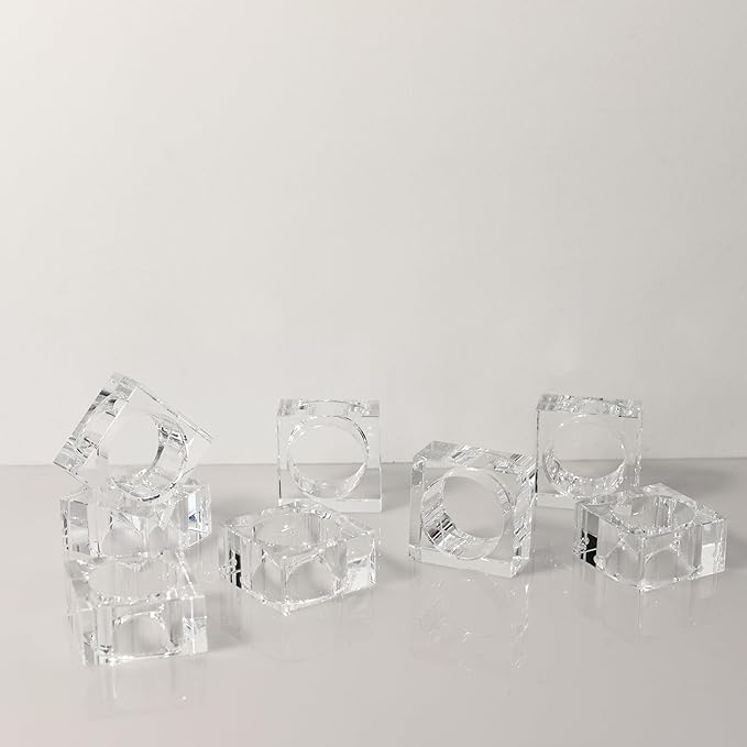 kitCom Mini Napkin Rings Set of 8 Square-Shaped, Crystal Napkin Ring - Image 6