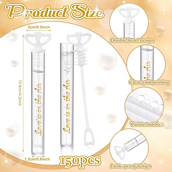 150 Pcs Bubble Wands Bulk for Wedding Party Mini Heart Wand - Image 3