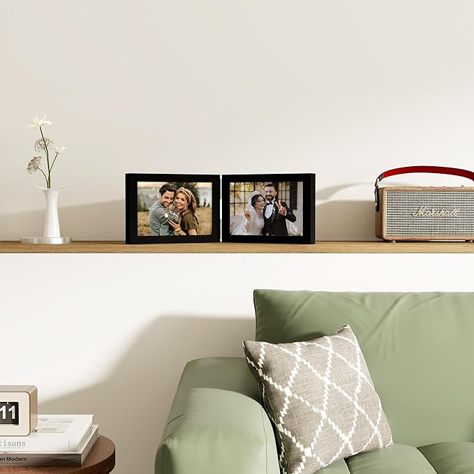 decorUhome Double 7x5 Picture Frame Vertical, Engineered Wood Bifold Photo Frame - Image 5