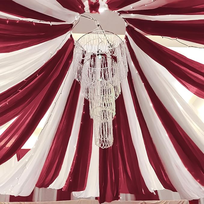6 Panels Burgundy Ceiling Drapes by REWOMC