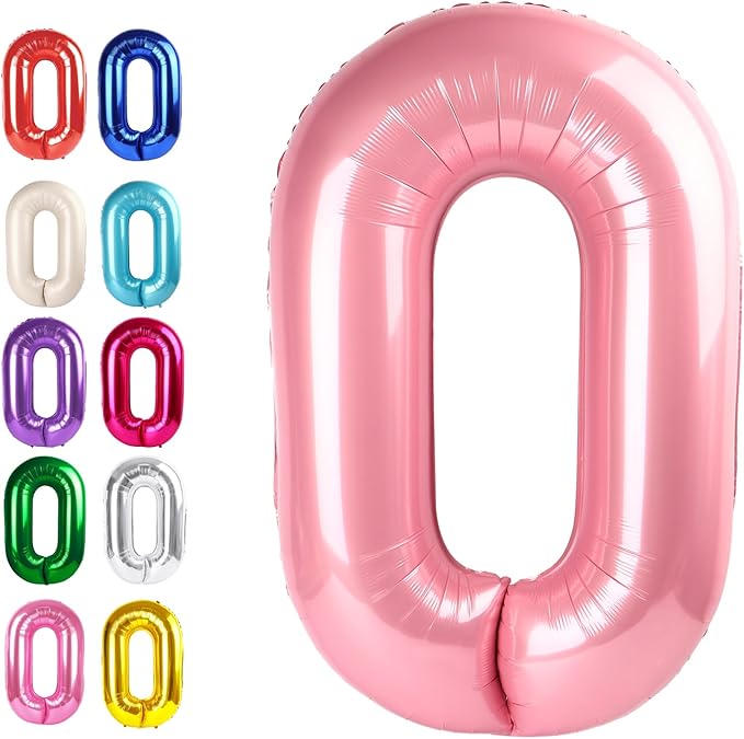 Pearl Pink 40 Inch 0 Number Balloons, 0 Decorations by Upgesy