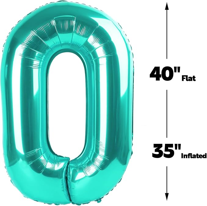 Teal Blue 40 Inch 0 Number Balloons, 0 Decorations - Image 3