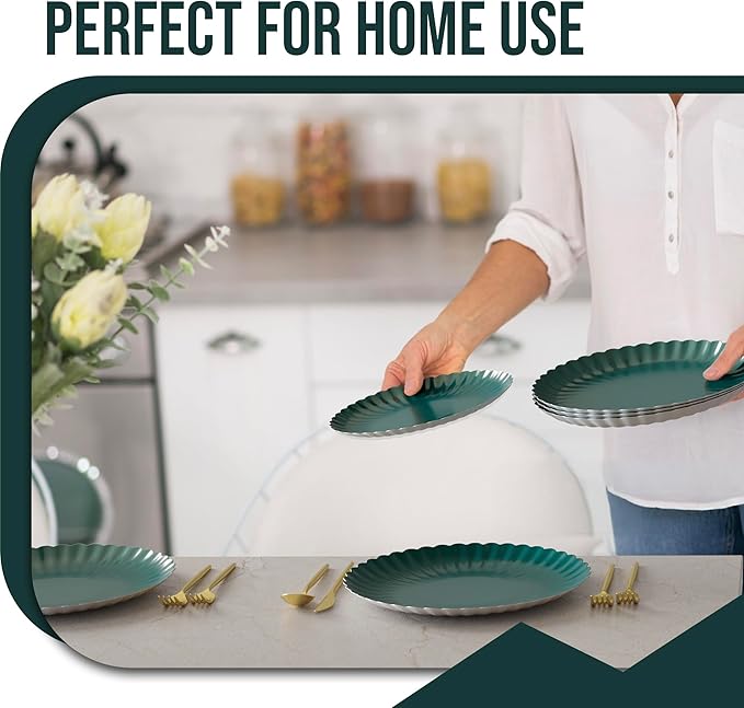 Trendables Scalloped Paper Plates 8.5 Inch & 10.5 Inch 80 Pcs Dinner Plate Set - Image 7