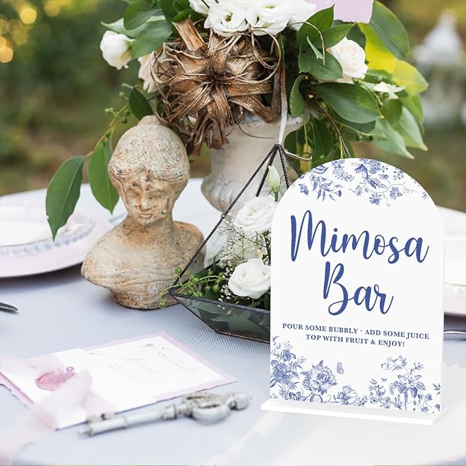 Acrylic Wedding Signs, Dusty Blue Wedding Decor, Mimosa Bar Signs - Image 3