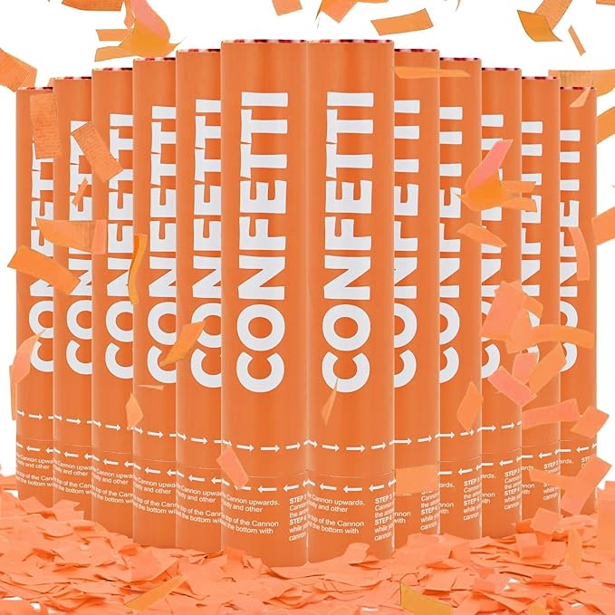 Confetti Cannon Orange Confetti Poppers 12 Pack Party Poppers 12 Inch Confetti by Unknown
