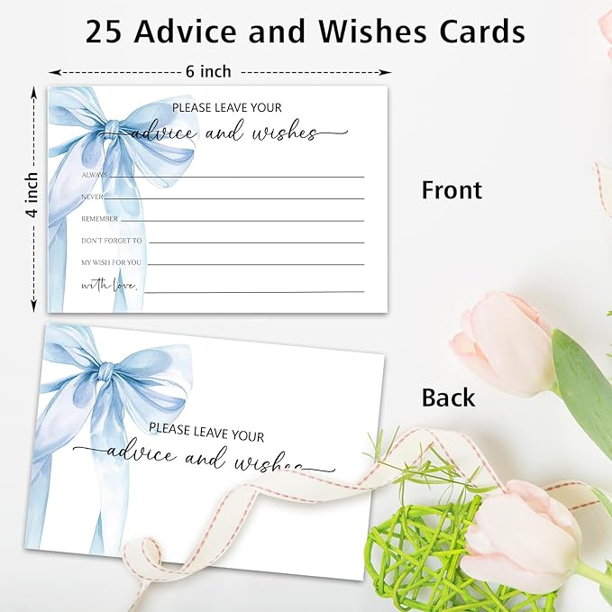 Blue Bow Advice and Wishes Card, Advice Cards - Image 2