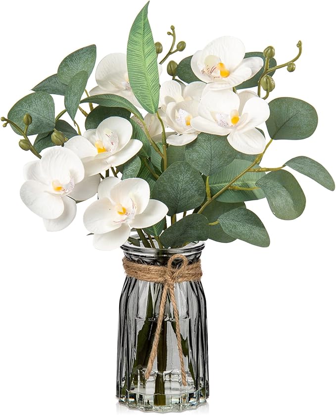 White Orchids Artificial Flowers by Oairse