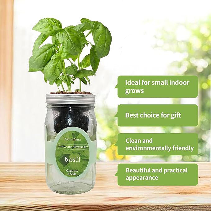 Hydroponic Growing Kit, Self-Watering Mason Jar Herb Garden Starter Kit Indoor - Image 3
