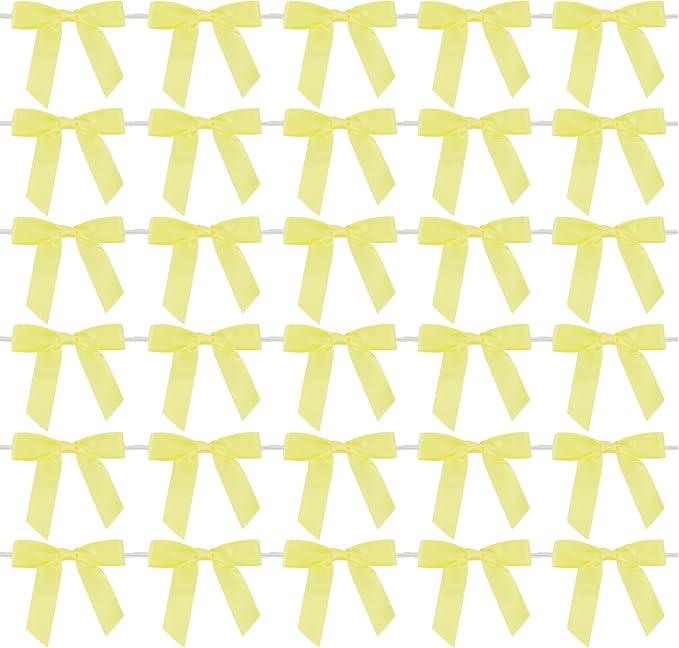 AIMUDI Yellow Bows 2.5" Satin Bows by AIMUDI