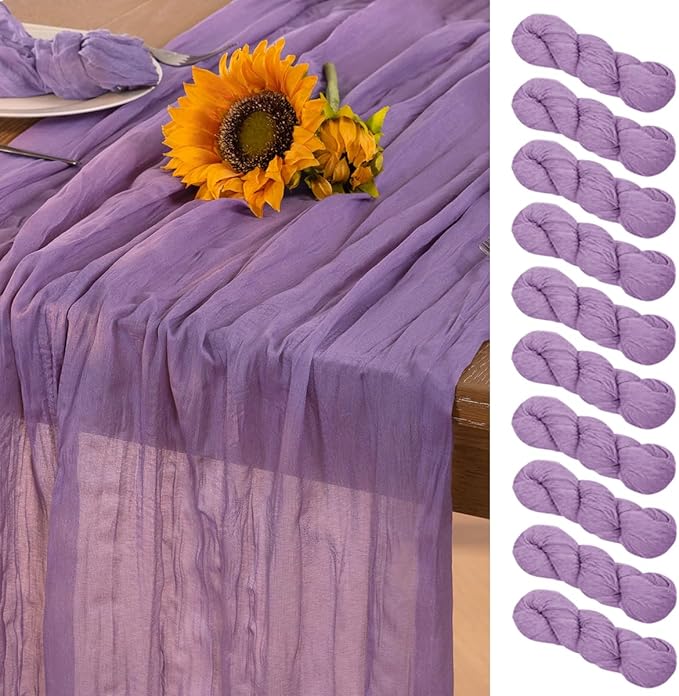 Lavender Purple Cheesecloth Table Runner 10 Pack Fall Table Runners Boho Gauze by DeZerlor