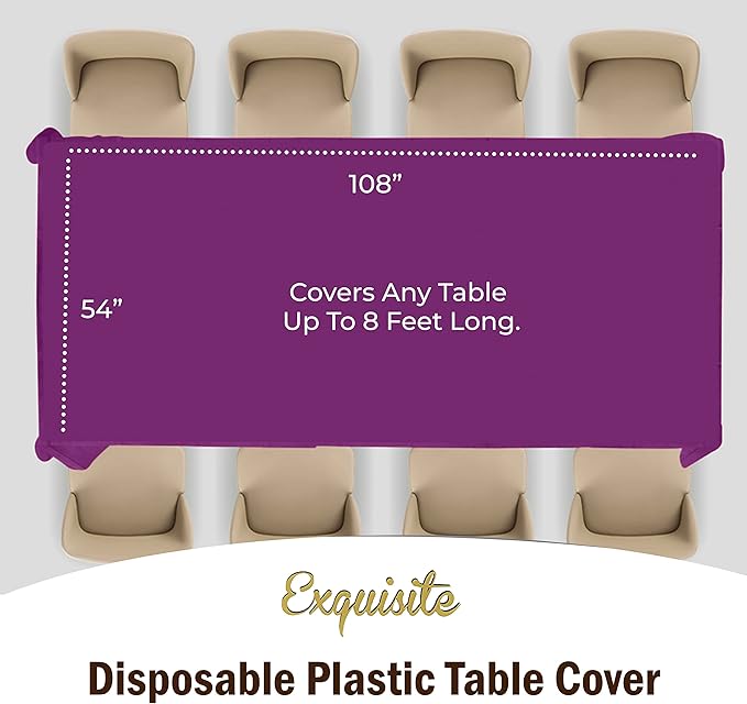 Exquisite 12-Pack Premium Plastic Tablecloth 54in. x 108in. Rectangle Table - Image 4