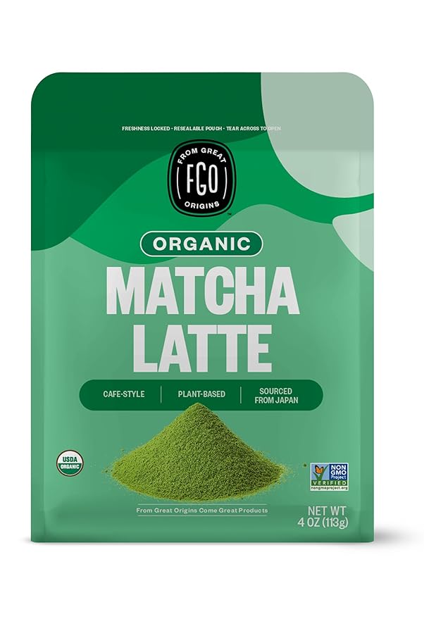 FGO Organic Matcha Latte Powder, 16 Ounce Bulk Resealable Bag, Japanese Matcha by FGO